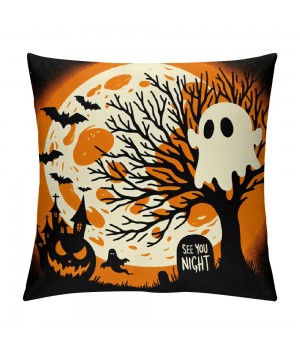 &nbsp;Witch Hat Pumpkin Throw Pillow Cover Happy Halloween Decorative&nbsp;Horrible Night Pillow Case Ghost Pattern Cushion Cover