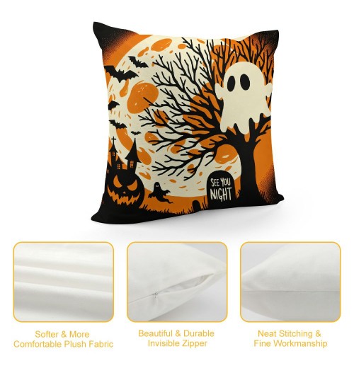 &nbsp;Witch Hat Pumpkin Throw Pillow Cover Happy Halloween Decorative&nbsp;Horrible Night Pillow Case Ghost Pattern Cushion Cover