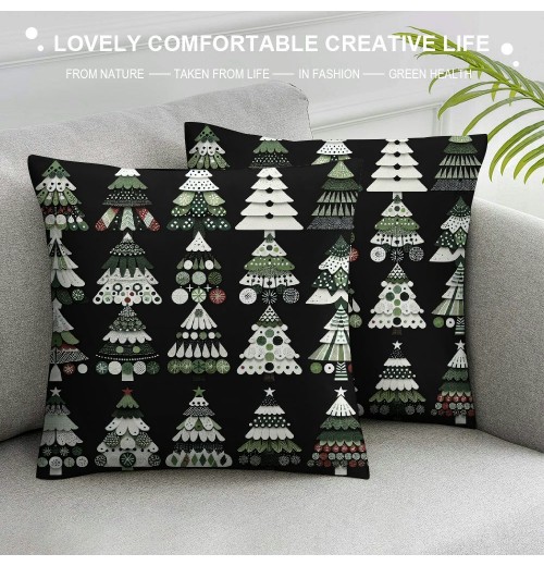 Ulloord  Christmas Pillow Covers Christmas Tree Decoration Pillows Farmhouse Pillow Covers Trees Pillow Case Indoor Holiday Cushion Cover for Sofa Couch