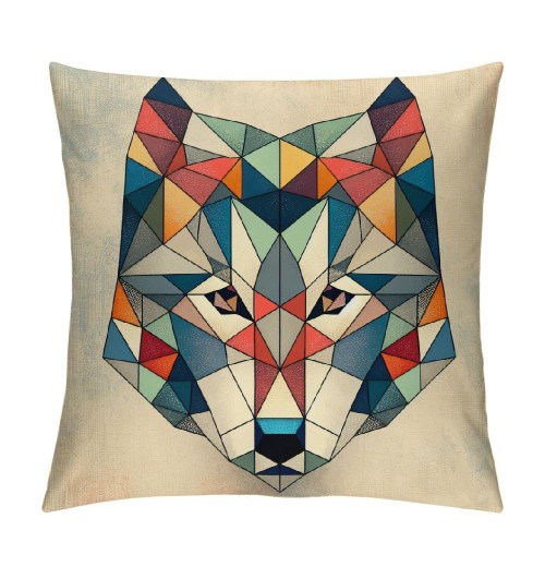 Ulloord  Wolf Head Throw Pillow Covers&nbsp;Geometric Mosaic Wolf Couch Pillow Covers Pillowcase Cushion Cover Decor Home Bed Office