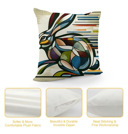  Bunny Head Throw Pillow Covers Geometric Triangle Couch Pillow Covers Pillow Case Cushion Cover Decor Home Bed Office