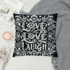 Ulloord  Pillow Covers Love Laugh Quote Pillowcase&nbsp;Flower Vine with&nbsp;Black Background Cushion Covers Square for Home Sofa Mother's Day