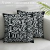 Ulloord  Pillow Covers Love Laugh Quote Pillowcase&nbsp;Flower Vine with&nbsp;Black Background Cushion Covers Square for Home Sofa Mother's Day