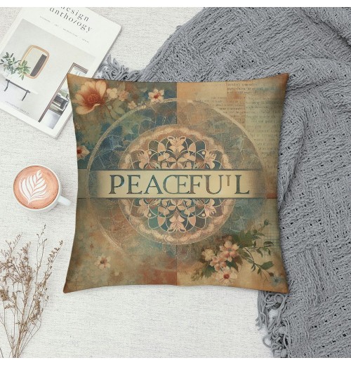 Ulloord  Vintage Style Quote Words Pillow Covers Autumn Fall Flowers Pattern Home Decorative Throw Pillow Case Cushion Cover 