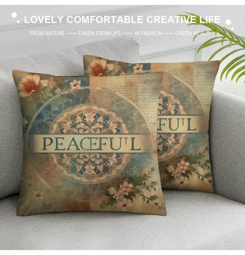 Ulloord  Vintage Style Quote Words Pillow Covers Autumn Fall Flowers Pattern Home Decorative Throw Pillow Case Cushion Cover 