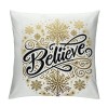 Ulloord  Merry Christmas Xmas Pillow Cover Decorative Believe Quote Pillow Cases White Snowflake Background Cushion Cover Super Soft Decorative Couch Sofa Pillowcase