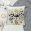 Ulloord  Merry Christmas Xmas Pillow Cover Decorative Believe Quote Pillow Cases White Snowflake Background Cushion Cover Super Soft Decorative Couch Sofa Pillowcase