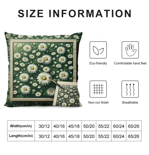 Ulloord  Hello Spring Flower Green Pillow Covers Daisy Floral Bloom for You Pillow Cases Check Plaid Buffalo Spring Farmhouse Decorations Pillows Cushion Cover