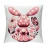  Happy Easter Rabbit Pillow Covers Spring Easter Bunny Farmhouse Decoration Hello Flowers Pink Stripes Throw Pillow Cover Cushion Case