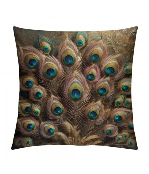 Ulloord &nbsp;Peacock Feathers Decorative Throw Pillow Covers Pillows Case Square Oil Painting Cushion Cover Pillowcases with Zipper Home Decor&nbsp;Couch Patio Super Soft 