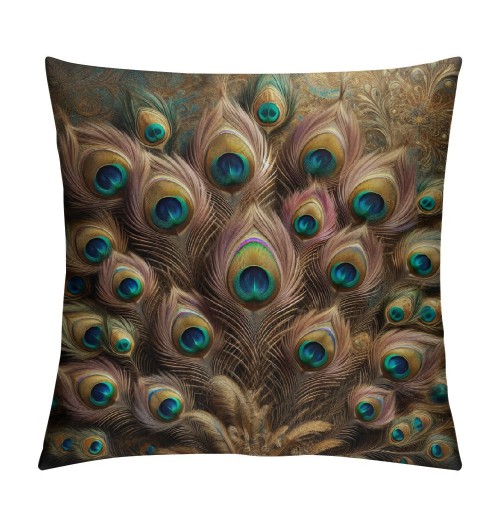 Ulloord &nbsp;Peacock Feathers Decorative Throw Pillow Covers Pillows Case Square Oil Painting Cushion Cover Pillowcases with Zipper Home Decor&nbsp;Couch Patio Super Soft 