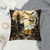 Ulloord  Throw Pillow Covers Vintage Halloween Bat Ghost Decorative Pillow Cover Halloween Night Decorative Home Sofa Cushion Cases Pillowcase