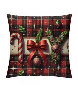  Christmas Throw Pillow Covers Decorative Outdoor Farmhouse Merry Christmas Xmas Square Pillow Case Super Soft Small Buffalo Plaid Cushion Cover Couch