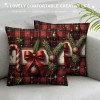  Christmas Throw Pillow Covers Decorative Outdoor Farmhouse Merry Christmas Xmas Square Pillow Case Super Soft Small Buffalo Plaid Cushion Cover Couch