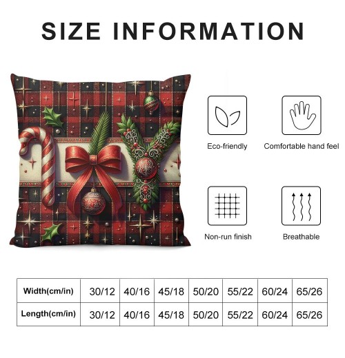  Christmas Throw Pillow Covers Decorative Outdoor Farmhouse Merry Christmas Xmas Square Pillow Case Super Soft Small Buffalo Plaid Cushion Cover Couch