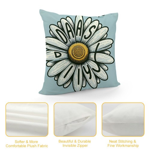  Spring Daisy Floral Pillow Covers White Petal Flower Decorative Pillow Cases Yellow Seasonal Cushion Case Farmhouse Home Decor for Sofa Couch