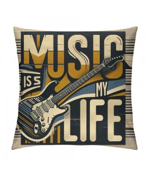 Ulloord Vintage &nbsp;Guitar Throw Pillow Covers&nbsp;Inspirational Quote Guitar Pillow Case is My Life Cushion Cover Pillow Case for Sofa Couch