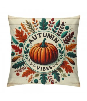 Ulloord  Wood Autumn Pumpkin Farmhouse Pillow Cover Super Soft Thanksgiving Halloween Fall Harvest Decorative Pillow Case Square Cushion Cover Maple Leaf Decor