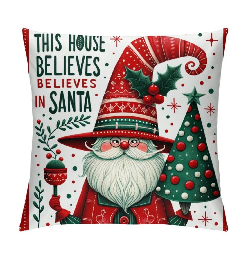 Ulloord  Merry Christmas Santa Claus Throw Pillow Covers Outdoor Xmas Christmas Tree Cushion CoverHome Sofa Couch Pillow Case Decorative Winter&nbsp;Series