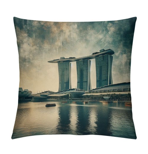 Ulloord  Throw Pillow Covers Vintage&nbsp;Spacecraft Hotel Decorative Pillow Covers Square Pillow Case Oil Painting Pillowcase for Sofa Couch(Hotel)