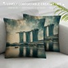 Ulloord  Throw Pillow Covers Vintage&nbsp;Spacecraft Hotel Decorative Pillow Covers Square Pillow Case Oil Painting Pillowcase for Sofa Couch(Hotel)