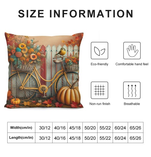 Ulloord Rustic&nbsp;Bicycle Pumpkin Sunflowers Bird Farmhouse Pillow Covers Fall Autumn Flowers Outdoor Pillow Case Home Decor Sofa Pillowcase (Bike Bird)