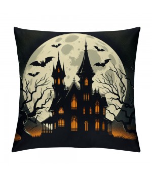 Ulloord Halloween Party Throw Pillow Cover with Cat&nbsp;Witch&nbsp;Castle Print Decorative Halloween Home Pillow Case Cushion Cover (Ha- Animal Set)