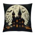 Ulloord Halloween Party Throw Pillow Cover with Cat&nbsp;Witch&nbsp;Castle Print Decorative Halloween Home Pillow Case Cushion Cover (Ha- Animal Set)