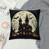 Ulloord Halloween Party Throw Pillow Cover with Cat&nbsp;Witch&nbsp;Castle Print Decorative Halloween Home Pillow Case Cushion Cover (Ha- Animal Set)