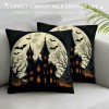 Ulloord Halloween Party Throw Pillow Cover with Cat&nbsp;Witch&nbsp;Castle Print Decorative Halloween Home Pillow Case Cushion Cover (Ha- Animal Set)