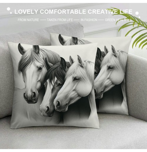 Ulloord Horse Decorative Throw Pillow Covers&nbsp; Cushion Cover Color Animal Throw Pillows Case for Sofa Couch Outdoor Decor