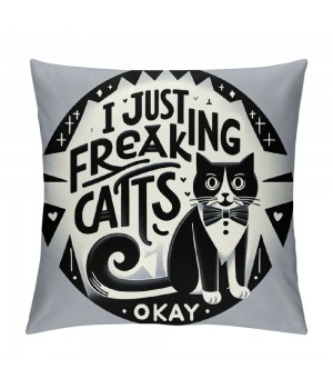 Ulloord Cat Kitty Themed Pillowcase Decorations for Home, Funny Quote I Just Freaking Love Tuxedo Cats Okay Throw Pillow Cover, Tuxedo Cats Gifts, Cat Lover Gifts