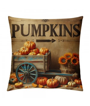 Ulloord Farm Fresh Pumpkin Apple Throw Pillow CoverVintage Thanksgiving Sunflower Flower Cushion Cover Fall Autumn Pillows Case