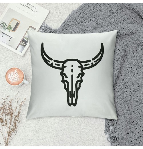 Ulloord Wild Hat Cow Skull Throw Pillow Case Cover ,Beige Trendy Decorations for Home Girls Bedroom Dorm Office,Gifts for Teen Girls