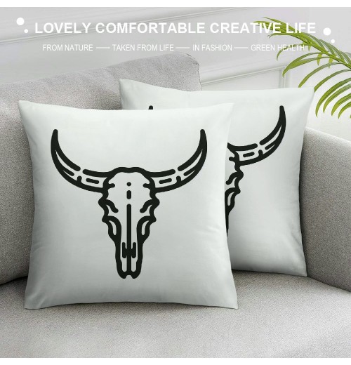 Ulloord Wild Hat Cow Skull Throw Pillow Case Cover ,Beige Trendy Decorations for Home Girls Bedroom Dorm Office,Gifts for Teen Girls