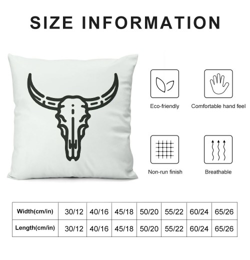 Ulloord Wild Hat Cow Skull Throw Pillow Case Cover ,Beige Trendy Decorations for Home Girls Bedroom Dorm Office,Gifts for Teen Girls