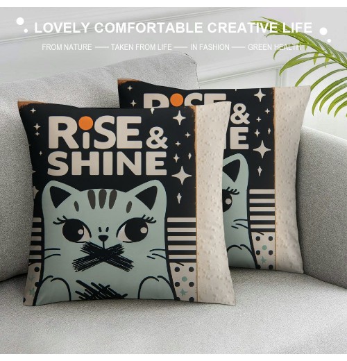 Ulloord Cat Themed Pillowcase Decorations for Home, Funny Inspirational Quotes Throw Pillow Cover, Cat Lover Gifts, Gifts