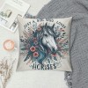 Ulloord Horse Themed Pillowcase Decorations for Home, Just A Girl Who Loves Horses Throw Pillow Cover, , for Girls