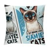 Ulloord Siamese Cat Themed Pillowcase Decorations for Home, Funny Quote I Just Freaking Love Siamese Cats Okay Throw Pillow Cover, Siamese Cat Lover Gifts