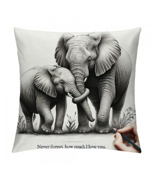 Ulloord Elephant Love Themed Pillowcase Decorations for Home, Baby Elephant Never Forget How Much I Throw Pillow Cover, Valentine’s Day Gifts, Elephant Lover Gifts