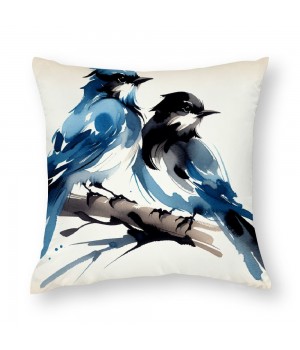 Ulloord Pillow Covers Super Soft Christmas Blue Couple Birds Resting on a Tree Branch Throw Pillow Covers Decor Pillowcase Cushion Cover