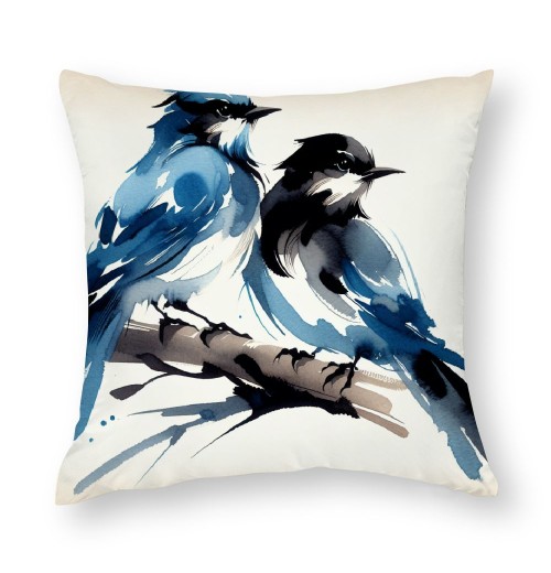 Ulloord Pillow Covers Super Soft Christmas Blue Couple Birds Resting on a Tree Branch Throw Pillow Covers Decor Pillowcase Cushion Cover