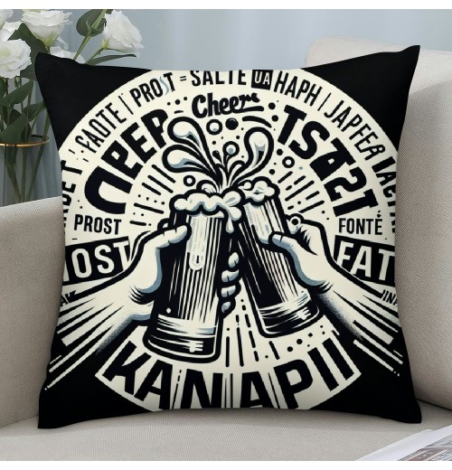 Ulloord Throw Pillow Covers Beer Quote Lettering Series Throw Pillows Cases Vintage Rustic Icons Decorative Pillow Covers Cushion Case for Home Sofa (Beer Set)