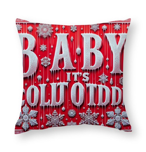 Ulloord Baby It's Cold Outside Christmas Snowflake Throw Pillow Cover Super Soft Red Decorative Pillow Covers Cushion Case Home Sofa Couch