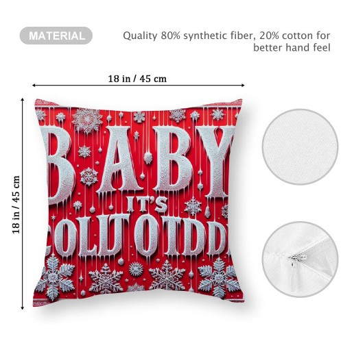 Ulloord Baby It's Cold Outside Christmas Snowflake Throw Pillow Cover Super Soft Red Decorative Pillow Covers Cushion Case Home Sofa Couch