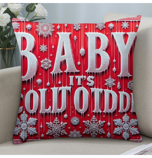 Ulloord Baby It's Cold Outside Christmas Snowflake Throw Pillow Cover Super Soft Red Decorative Pillow Covers Cushion Case Home Sofa Couch