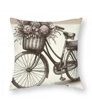 Ulloord Vintage&nbsp;Bicycle Bike Throw Pillow Covers for Home Sofa Couch &nbsp;Decorative Cushion Cover Square Pcases Blue Green Bike Outdoor Decor