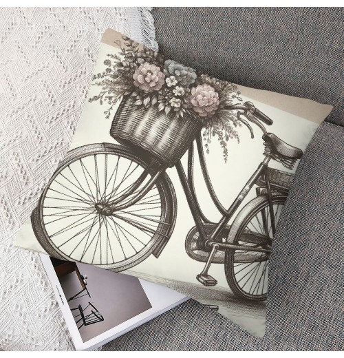 Ulloord Vintage&nbsp;Bicycle Bike Throw Pillow Covers for Home Sofa Couch &nbsp;Decorative Cushion Cover Square Pcases Blue Green Bike Outdoor Decor