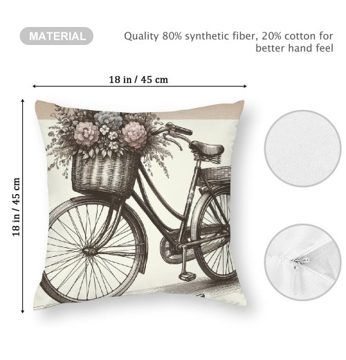 Ulloord Vintage&nbsp;Bicycle Bike Throw Pillow Covers for Home Sofa Couch &nbsp;Decorative Cushion Cover Square Pcases Blue Green Bike Outdoor Decor