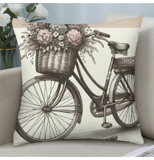 Ulloord Vintage&nbsp;Bicycle Bike Throw Pillow Covers for Home Sofa Couch &nbsp;Decorative Cushion Cover Square Pcases Blue Green Bike Outdoor Decor